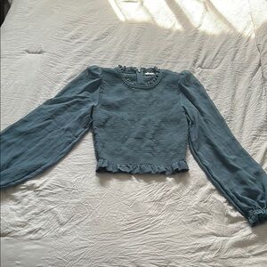 Wilfred Blue Ruffled Crop Blouse
